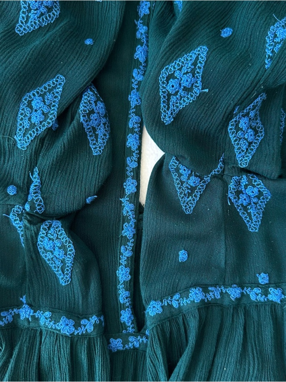 Free People Diamond Embroidered Tunic Top Gauzy Sheer size Small Mermaid Forest - Picture 11 of 16